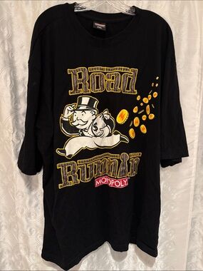 Monopoly 'Road Runnin' Tando Hotel Black Graphic Tee Men’s Size 5XL 🔥 P1